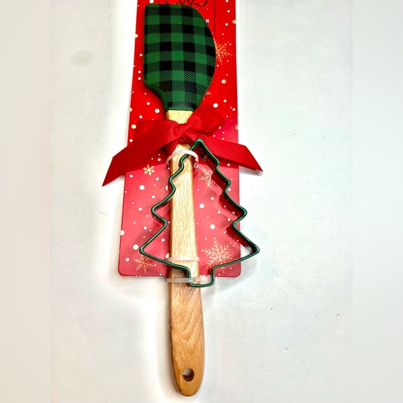 Christmas Green Black Plaid Silicone Spatula + Xmas Tree Cookie Cutter Green - Picture 4 of 8